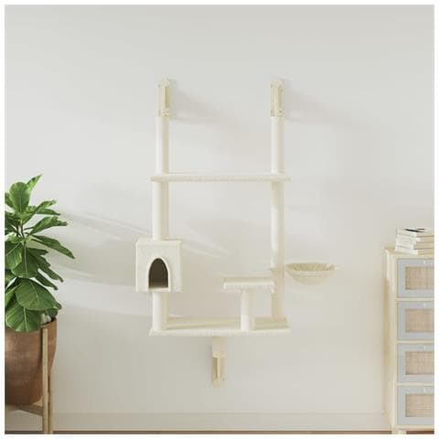 Albero per Gatti con Tiragraffi a Parete Crema 153 cm - Foto 2
