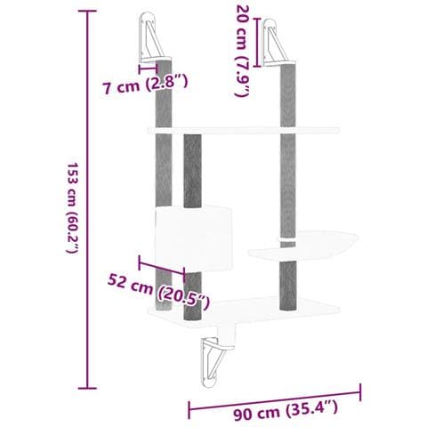 Albero per Gatti con Tiragraffi a Parete Crema 153 cm - Foto 7
