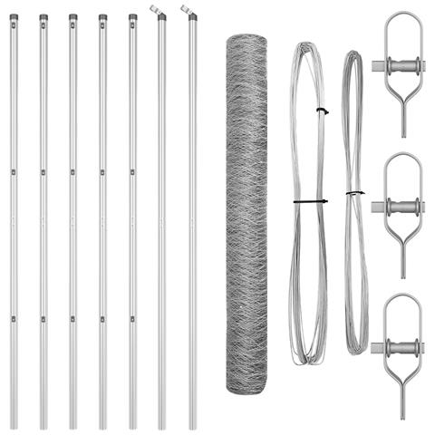 Recinzione Esagonale  1,4 x 10 m Acciaio Zincato, Pali Recinzione  7 pz Ø32 mm 190 cm Acciaio Zincato - Foto 1