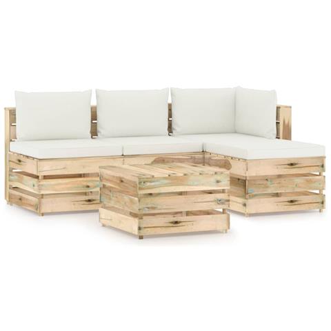Set Salotto Da Giardino Con Cuscini 5 Pz Legno Impregnato Verde - Foto 2