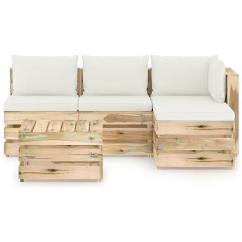 Set Salotto Da Giardino Con Cuscini 5 Pz Legno Impregnato Verde - Foto 1