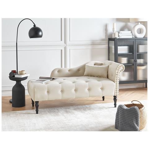 Chaise Longue Versione Destra Ivry Velluto Beige Chiaro - Foto 1