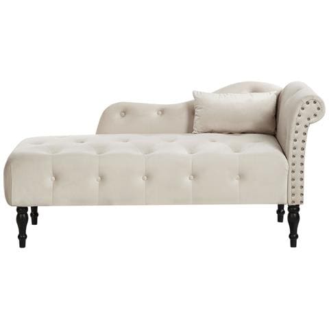 Chaise Longue Versione Destra Ivry Velluto Beige Chiaro - Foto 2