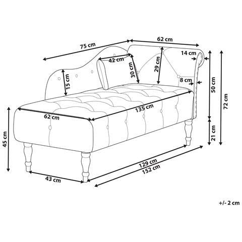 Chaise Longue Versione Destra Ivry Velluto Beige Chiaro - Foto 8