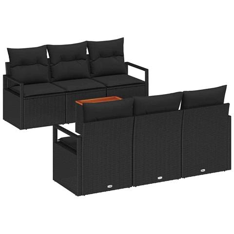 Set Divano da Giardino 7 pcs Nero - Foto 1