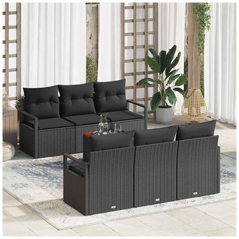 Set Divano da Giardino 7 pcs Nero - Foto 2