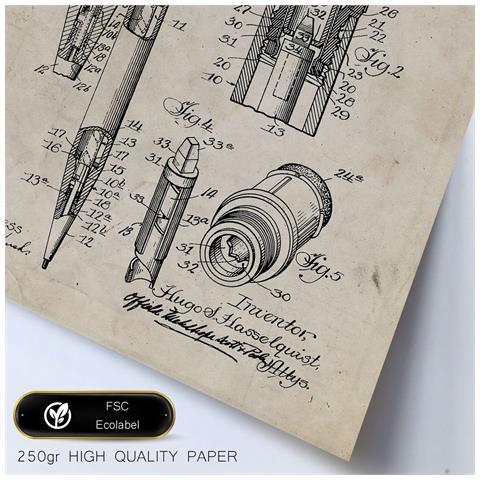 Set Di 6 Stampe Poster Con Brevetti Di Strumenti Di Misura Poster Con Immagini Di Brevetti Retrò Design D'interni In Stile Vintage A3 & A4 Cornice Nera - Foto 2