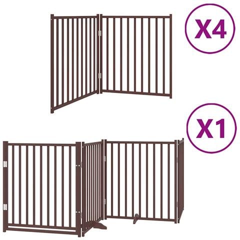 Cancello Cani Porta Pieghevole Marrone 12 Pannelli 960cm Pioppo - Foto 1