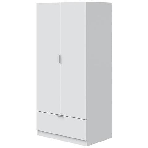 Armadio Camera Da Letto Budoia - Guardaroba 2 Ante Un Ripiano, 80x170h Cm Bianco - Foto 1