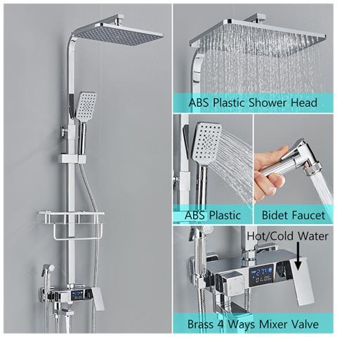 Colonna doccia, Blackswan, Tipo M117, modello cromato con display digitale, bocca e doccetta bidet, misura 116 cm - Foto 2