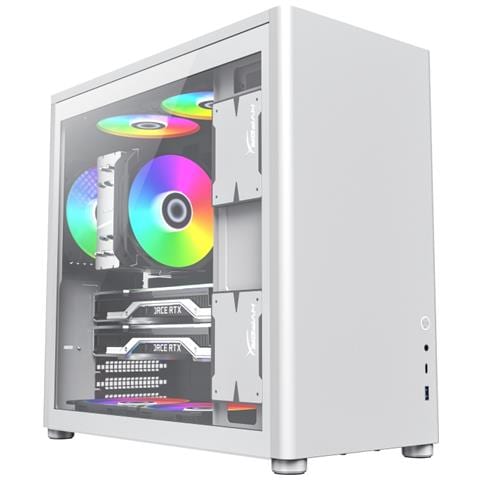Tower ATX MIDI USB 3.0 Case PC per Computer Gaming Vetro Bianco Spark PRO - Foto 1