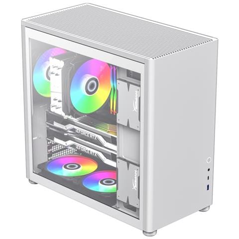 Tower ATX MIDI USB 3.0 Case PC per Computer Gaming Vetro Bianco Spark PRO - Foto 2