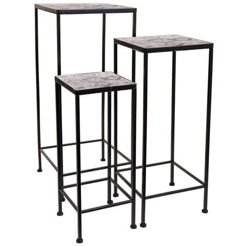 Set Di 3 Supporti Per Vasi Da Fiori In Metallo Nero - Foto 1