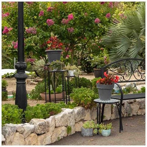 Set Di 3 Supporti Per Vasi Da Fiori In Metallo Nero - Foto 2