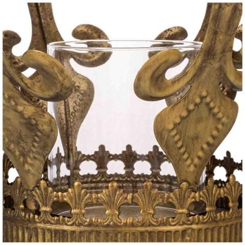 Portacandele In Metallo Dorato 26,5x26,5x33,5h - Foto 5