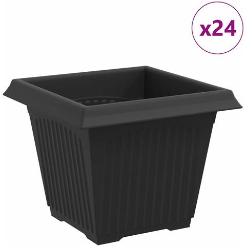 Vaso quadrato per fiori 24 pcs Nero 33 x 33 x 26 cm Plastica - Foto 1