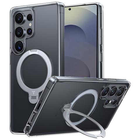 Cover per Galaxy S25 Ultra - TPU+PC, Trasparente, Con Soporte - Foto 1