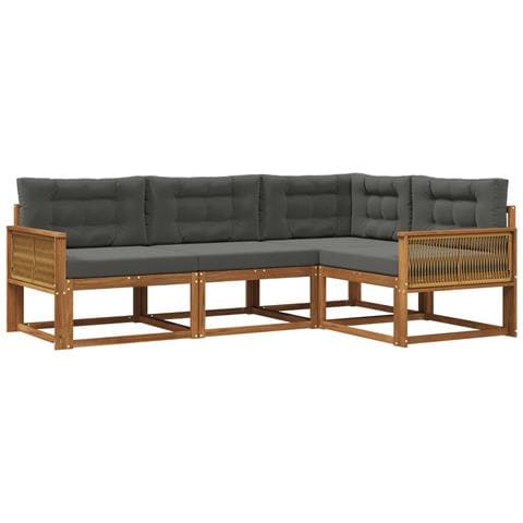 Set di divani da esterno con cuscino 4 pcs Naturale e Antracite - Foto 1