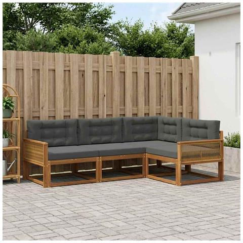 Set di divani da esterno con cuscino 4 pcs Naturale e Antracite - Foto 2