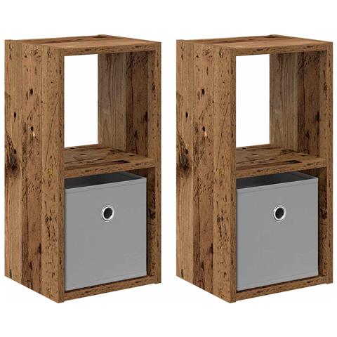 Comodino con cassetto 2 pcs Legno vecchio 25,5 x 22 x 49,5 cm - Foto 1