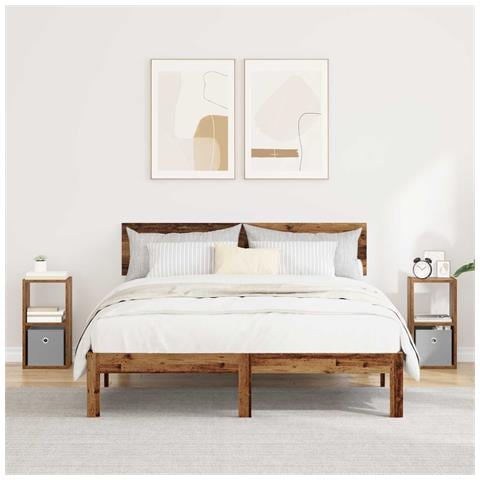 Comodino con cassetto 2 pcs Legno vecchio 25,5 x 22 x 49,5 cm - Foto 2