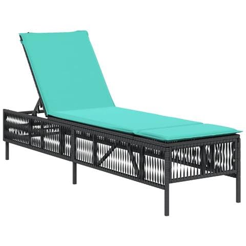 Lettino prendisole con Cuscino in Polyrattan Nero - Foto 1