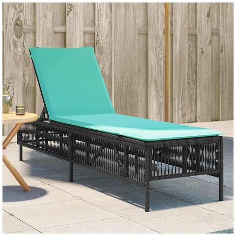 Lettino prendisole con Cuscino in Polyrattan Nero - Foto 2