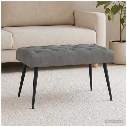 Panchina con bottoni imbottiti Grigio Scuro 80 x 40 x 46 cm - Foto 2