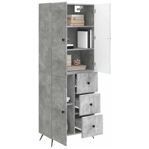 Set di armadi 2 pcs Grigio Cemento Legno ingegnerizzato - Foto 2
