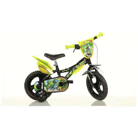 Dinosaur 12'', Bicicletta Per Bambini, Bici Bambino, Adatta A Bambini Tra I 3 E I 5 Anni, Per Altezza Tra 85 E 105 Cm, Con Scudo Frontale, Nera - Foto 1