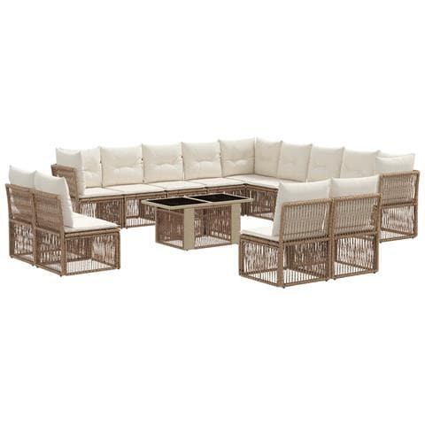Set Divano da Giardino 14 pz Grigio polyrattan - Foto 1