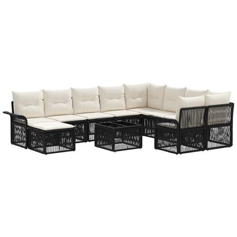 Set Divano da Giardino 11 pz Nero polyrattan - Foto 1