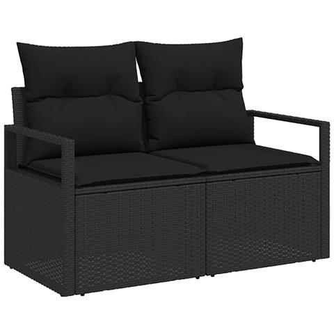 Set di divani 6 pz Nero Rattan sintetico e Acciaio - Foto 10