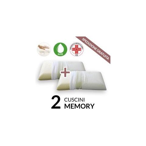Coppia Cuscini Memory Tessuto Aloe Vera 42x72 - Foto 1