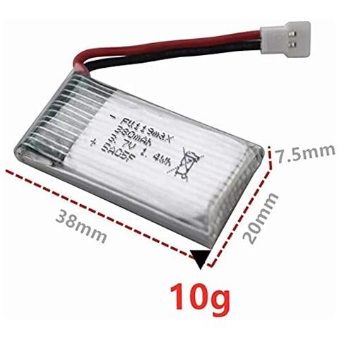 5 Pezzi Batterie Lipo Ricaricabili Per Hubsan X4 H107c H107d H107l Da 3.7v 380mah Rc Quadricottero - Foto 2