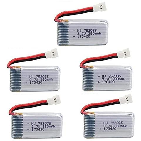 5 Pezzi Batterie Lipo Ricaricabili Per Hubsan X4 H107c H107d H107l Da 3.7v 380mah Rc Quadricottero - Foto 1