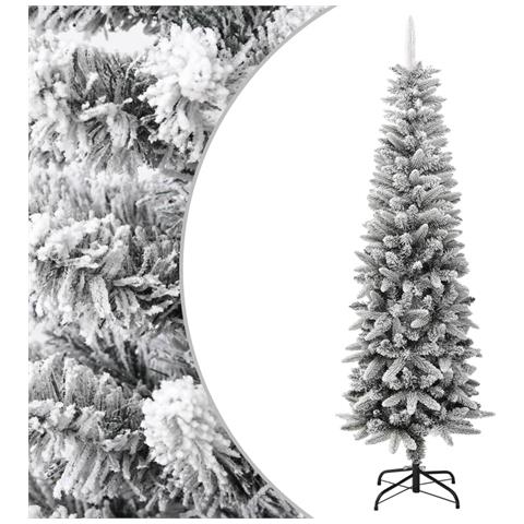 Albero Natale Artificiale Sottile Neve Floccata 180cm Pvc E Pe - Foto 1