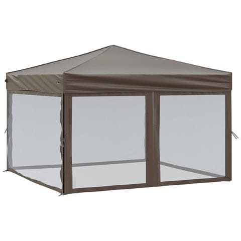 Tenda Per Feste Pieghevole Con Pareti Laterali Tortora 3x3 M - Foto 1