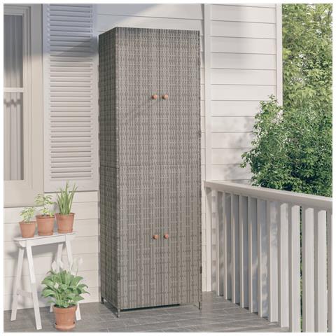 Armadietto Portaoggetti da Giardino 59x40x180 cm in Polyrattan - Foto 11