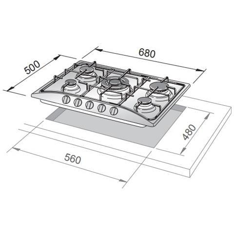 Piano Cottura DFI 57 ASV a Gas 5 Fuochi Gas Colore Acciaio Inossidabile - Foto 3