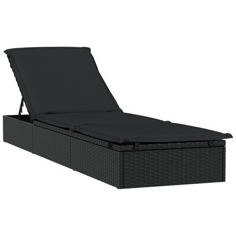 Lettino 1 pz con Cuscino Nero 201x55x62 cm in Polyrattan - Foto 1