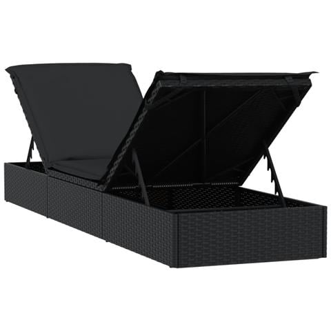 Lettino 1 pz con Cuscino Nero 201x55x62 cm in Polyrattan - Foto 9