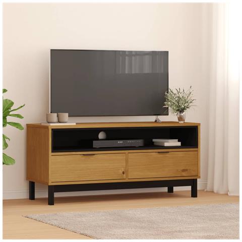 Mobile Tv Flam 110x40x50 Cm In Legno Massello Di Pino - Foto 6