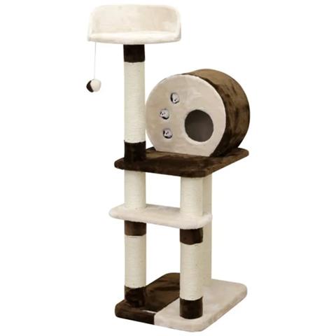 Palo Tiragraffi Per Gatti Planet X 127 Cm Marrone E Beige - Foto 1