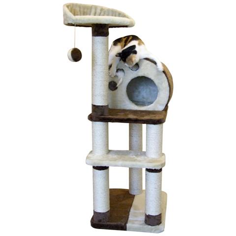 Palo Tiragraffi Per Gatti Planet X 127 Cm Marrone E Beige - Foto 2