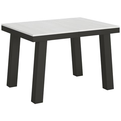 Tavolo Allungabile 90x120/224 Cm Bridge Evolution Telaio Antracite - Bianco Frassino - Foto 5