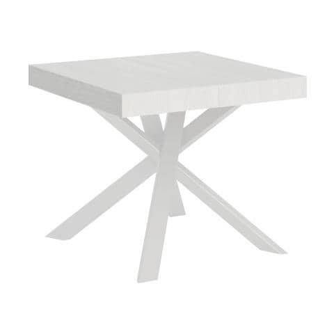 Tavolo Allungabile 90x90/194 Cm Clerk Piano - Gambe Bianche - Cemento - Foto 1