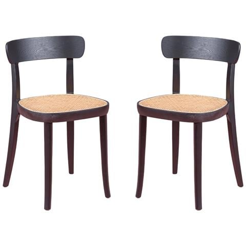 Confezione Da 2 Sedie In Legno Con Seduta In Rattan Naturale - Tours - Foto 1