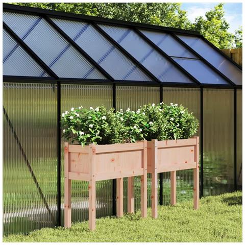 Fioriere Da Giardino 2 Pz Con Gambe Legno Massello Di Douglas - Foto 1