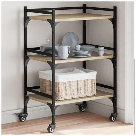 Carrello Cucina Rovere Sonoma 50x35x75,5 Cm Legno Multistrato - Foto 1